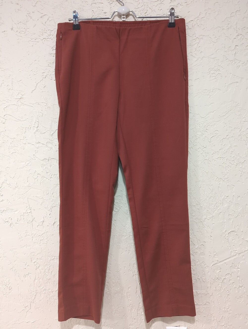 NWT J Jill Essential Cotton Stretch Cinnibar Clay Red Pull On Pants Women's 8